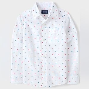 THE CHILDREN'S PLACE Button-Down Shirt White with Multicolor Print Size XXL NWT